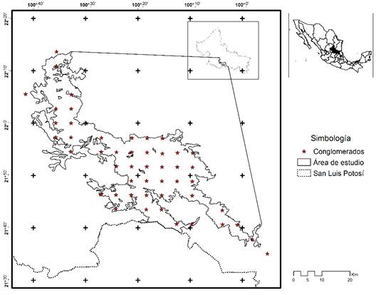 Ubicaci&oacute;n espacial de los conglomerados del Infys en el &aacute;rea de
							estudio.