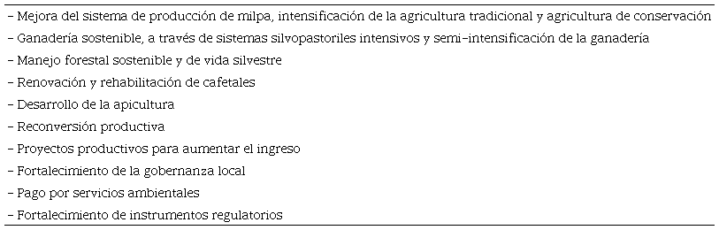 Actividades gen&eacute;ricas identificas en la Iniciativa de Reducci&oacute;n de Emisiones.