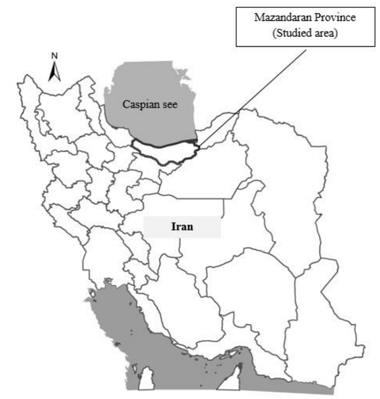 Location of studied area in Mazandaran Province, Northern Iran