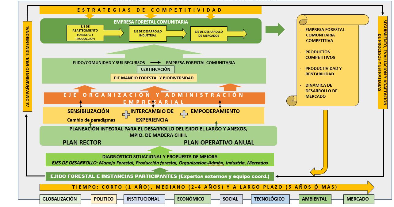 Sistema de gesti&oacute;n estrat&eacute;gica forestal participativa para el desarrollo forestal sustentable y empresa forestal ejidal (Lujan et al., 2011).