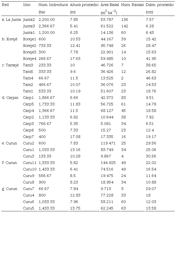Rasgos de la estructura de la vegetación ribereña remanente en el río San Juan Zitácuaro.