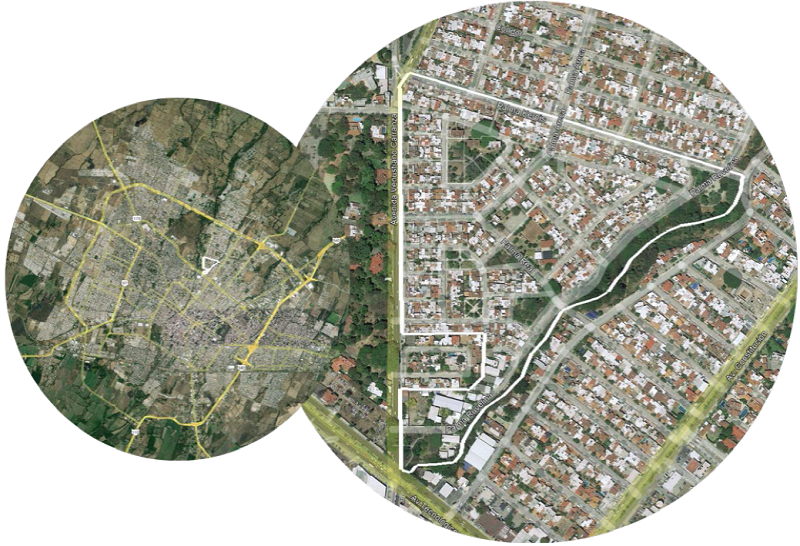 Localizaci&oacute;n del &aacute;rea de estudio. Ciudad de Colima (izquierda), colonia Las Palmas (derecha).