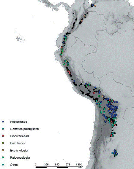 reas de estudio de los bosques del gnero Polylepis en Per.