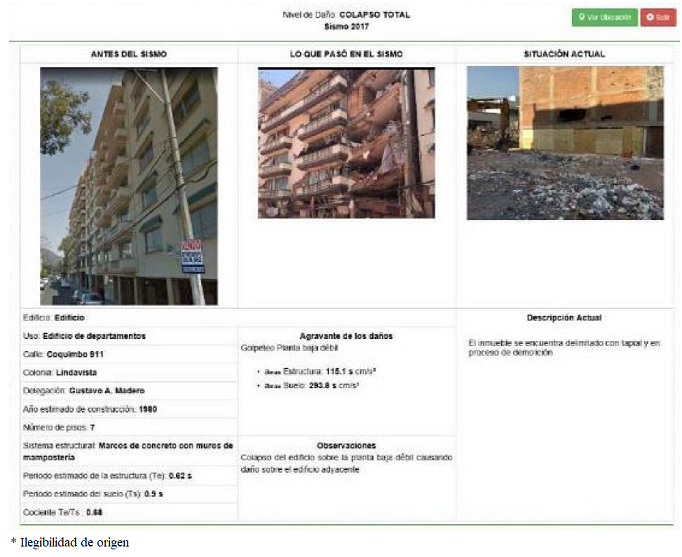 Visualizaci&oacute;n de la ficha general de informaci&oacute;n de cada
							edificio