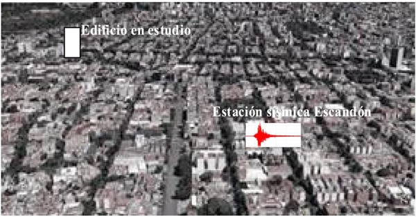 Ubicación del edificio en estudio y de la estación sísmica Escandón