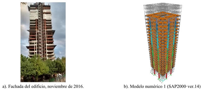 Estado constructivo y modelo numérico 1 del edificio, noviembre 2016