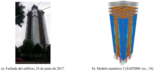 Estado constructivo y modelo numérico 2 del edificio, junio de 2017