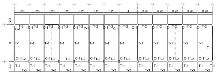 Ubicaci&oacute;n de muros de concreto. Yautepec, primer nivel