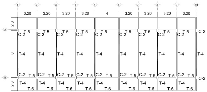 Ubicaci&oacute;n de muros de concreto. Tlatenchi, primer nivel