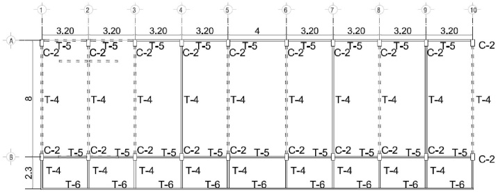 Vista de elementos estructurales. Planta baja