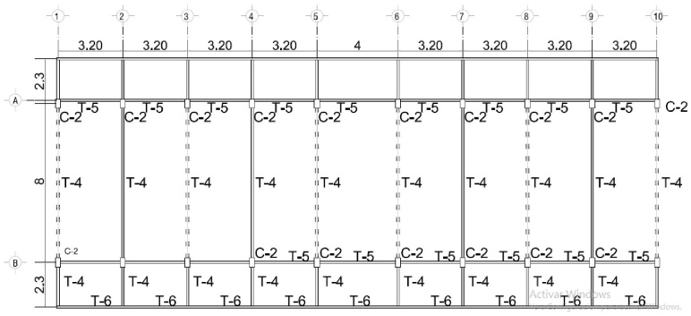 Vista de elementos estructurales. Planta alta