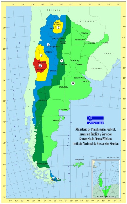 Zonificaci&oacute;n s&iacute;smica de la Rep&uacute;blica Argentina (INPRES CIRSOC 103, 2018)