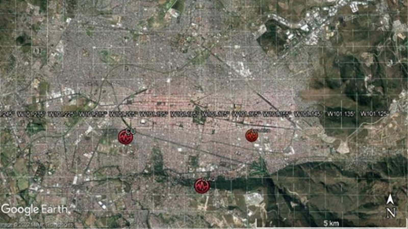 Localizaci&oacute;n de la primera red s&iacute;smica de la ciudad de Morelia