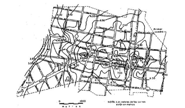 Asentamientos de la Ciudad de México en el periodo de 1891-1966 (Hiriart y Marsal, 1969)