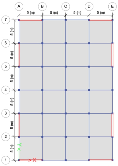 Dimensiones y caracter�sticas de la planta del edificio de un
								nivel de concreto.