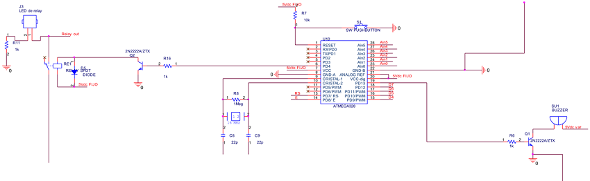 Diagrama de conexi&oacute;n del microcontrolador Atmega 328.