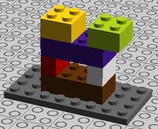 Diseño de 3 dimensiones con piezas de colores específicos