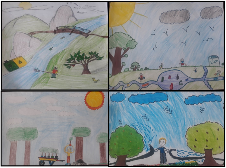 Desenhos sobre impactos e a��es de combate aos problemas ambientais