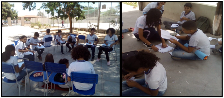 Atividades na �rea externa da escola produ��o de mapa mental