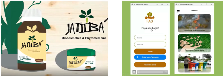Produtos da floresta e Aplicativo para compartilhamento de aulas em comunidades