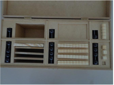 Representa��o do n�mero 148 no Soroban Dourado