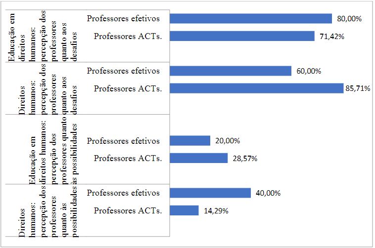 Percep��o dos professores acerca das possibilidades ou desafios quanto � educa��o em direitos humanos e � abordagem dos direitos humanos na educa��o escolar