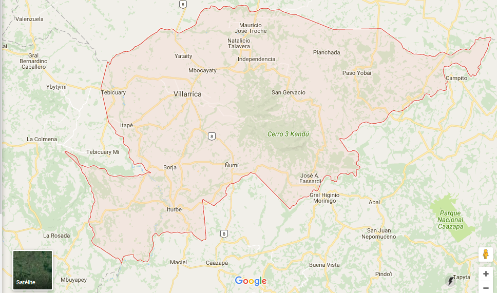 Fig. 2. Ubicaci&oacute;n de Colonia Independencia en el Departamento de Guair&aacute;. 