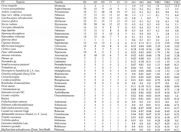 Cambios temporales en las caracter&iacute;sticas estructurales por parcela a lo largo de 12 a&ntilde;os de medici&oacute;n. (Cont.)
