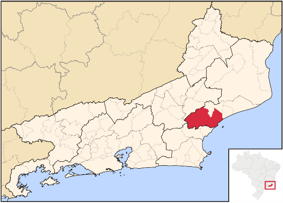 Mapa do estado do Rio de Janeiro, com destaque para o municpio de Maca