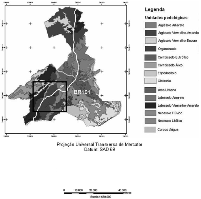 Mapa de pedologia da regio – Escala- 1:650.000