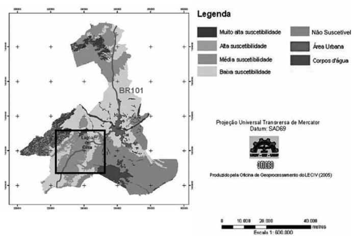 Mapa de suscetibilidade  eroso – Escala- 1:600.000