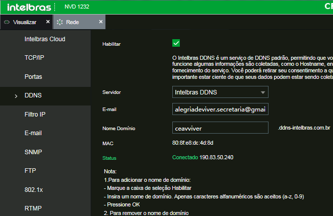 Configurao do DDNS no NVD 1232 da Intelbras
