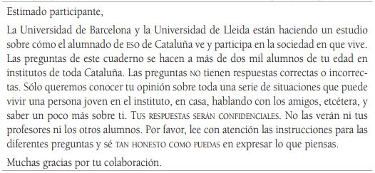 Declaración inicial del cuestionario sociológico y de opinión