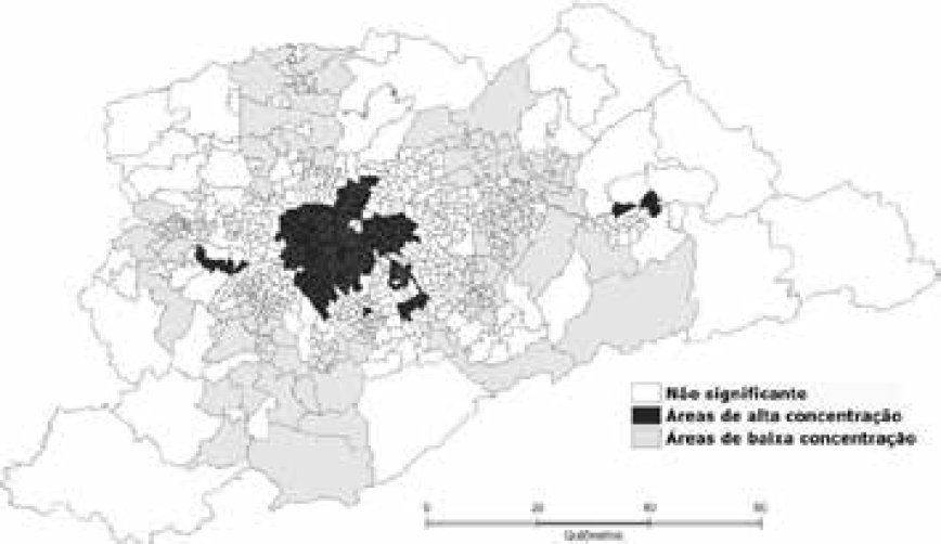 LISA Map dos Blancos de Clase Superior (RMSP 2000)