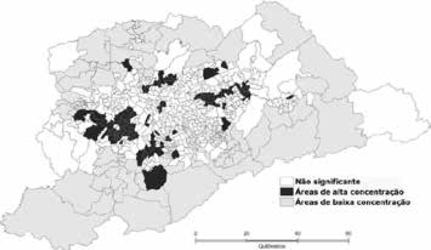 LISA Map de los Negros de Clase Superior (RMSP 2000)