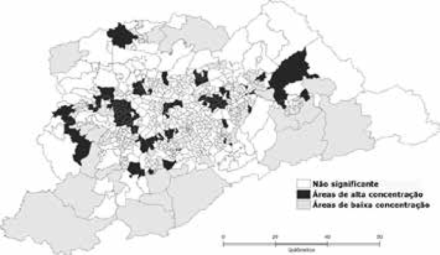 LISA Map de los Negros de Clase Superior (RMSP 2010)