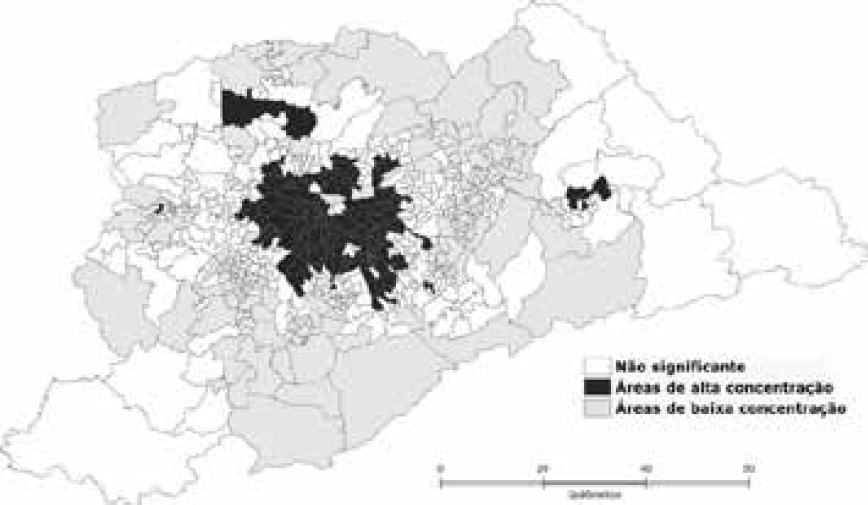LISA Map de los Blancos de Clase Media (RMSP 2010)