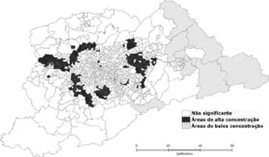 LISA Map de los Negros de clase Media (RMSP 2010)
