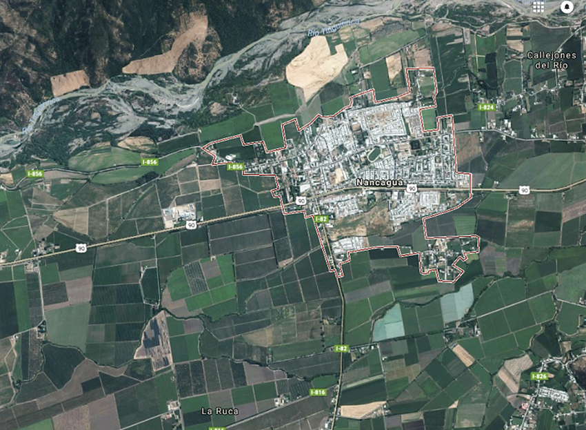 Foto satelital de la comuna de Nancagua