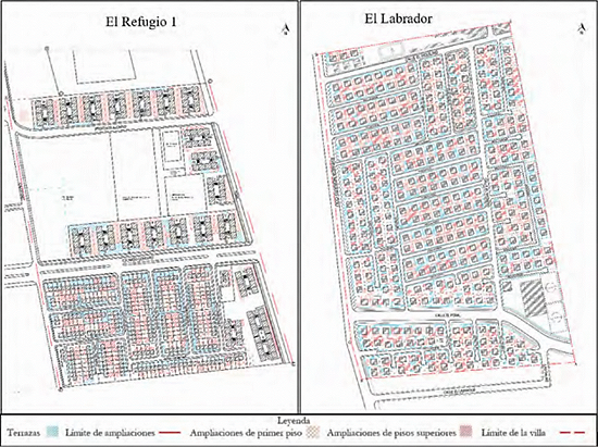 Modificaciones realizadas en el espacio privado de las villas El Refugio 1 y El Labrador.
