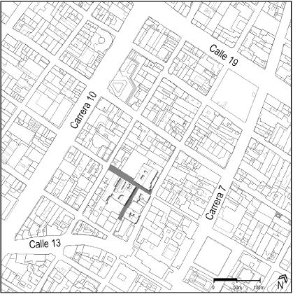 Ubicaci&oacute;n del pasaje de
los libros en Bogot&aacute;