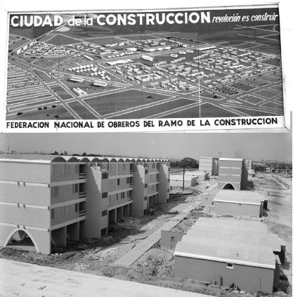 Ciudad
de la Construcci&oacute;n. Arriba: Proyecto general. Debajo: ejecuci&oacute;n de las obras,
1962