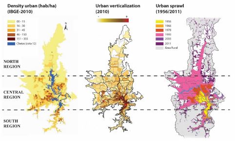 Urban area of Blumenau from three processes
