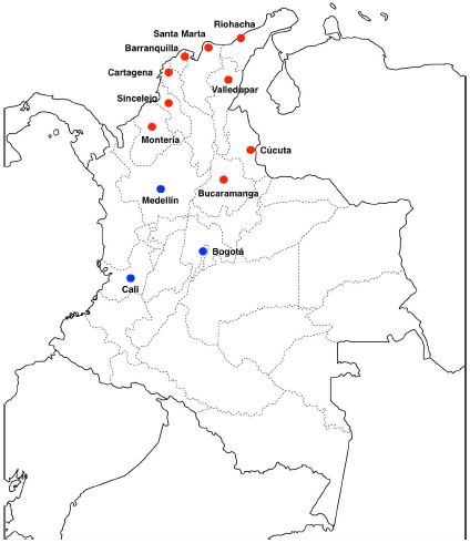 Ciudades y áreas metropolitnas usadas en el estudio