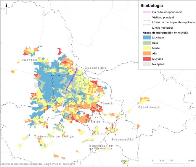 Marginación en el Área Metropolitana de Guadalajara a través de la Calzada Independencia