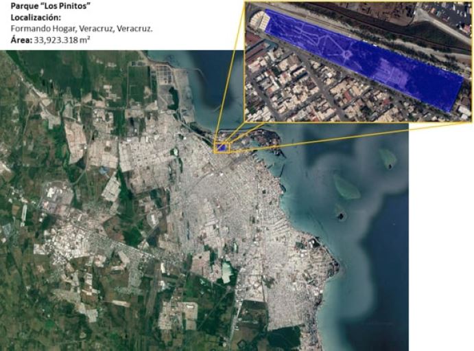 Localizaci&oacute;n del parque &ldquo;Los Pinitos&rdquo;, al norte de la ciudad de Veracruz