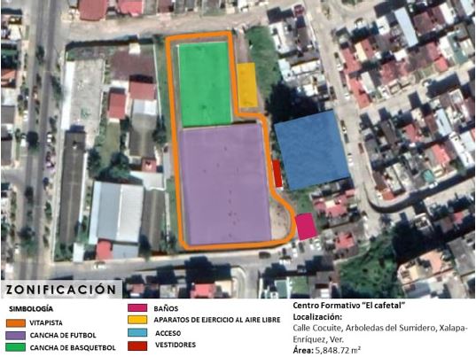 Zonificaci&oacute;n y distribuci&oacute;n de los espacios que integran el espacio deportivo &ldquo;El Cafetal&rdquo;