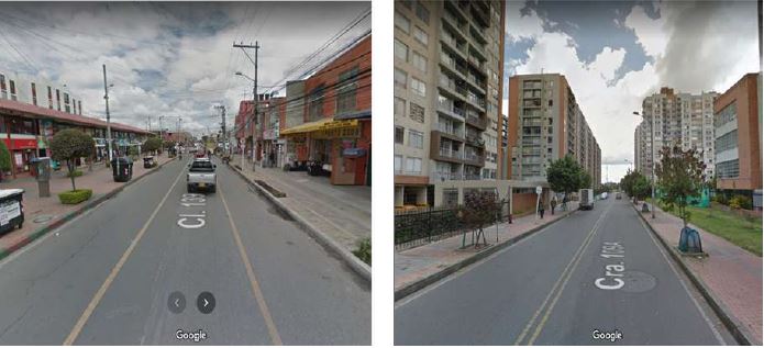 ICU, usos mixtos en primera planta. Izquierda, sector tradicional previo al STM. Derecha, nuevos desarrollos urban&iacute;sticos posteriores al STM