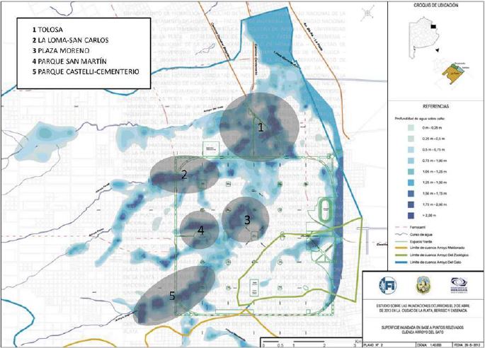 Zonas con mayor altura de agua en calle 2013