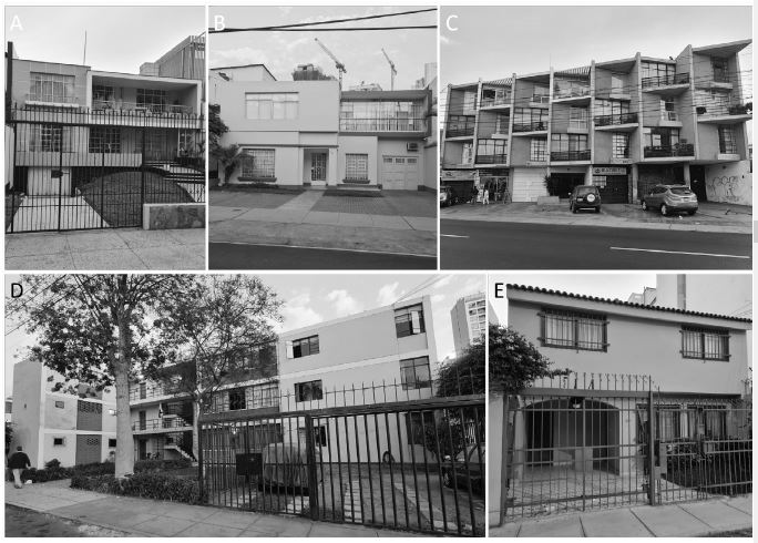 Fotograf&iacute;as de algunas viviendas muestreadas de Lima Metropolitana. Tales viviendas tienen en com&uacute;n haber sido planificadas y construidas formalmente